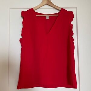 Sleeveless red top